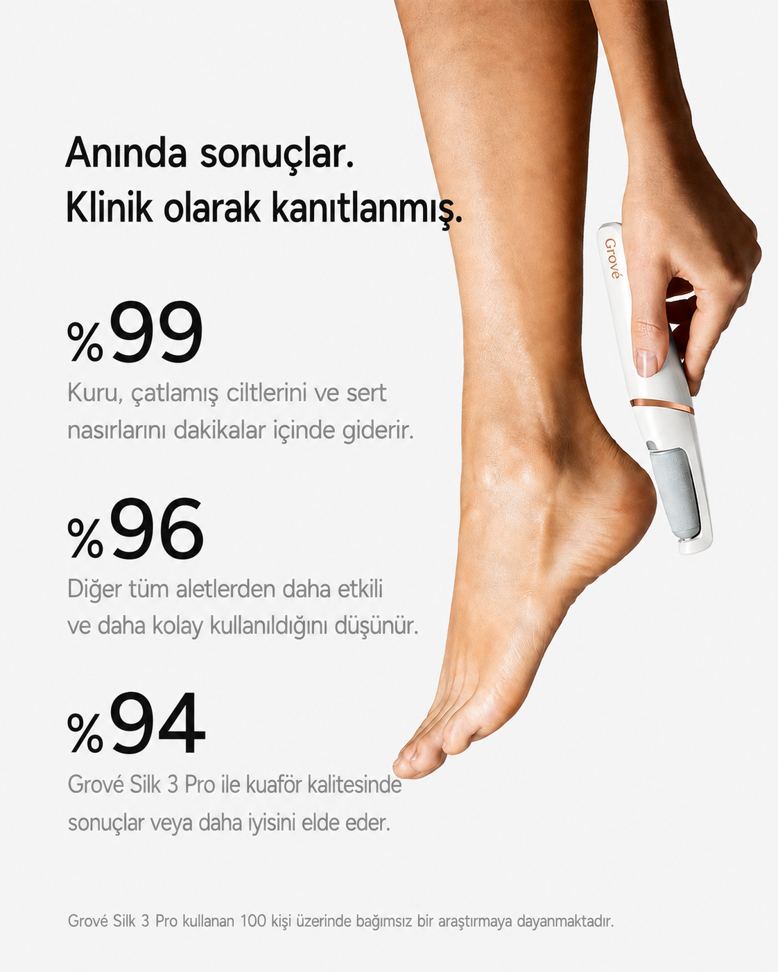 Grovê Silk 3 Pro - Şarjlı Ayak Törpüsü Pedikür ve Ayak Bakım Aleti